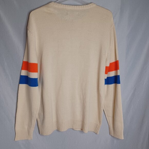 Black Pike Nasa Bear Sweater Mens XL Beige Knit Long Sleeve Blokecore Striped - Picture 2 of 9